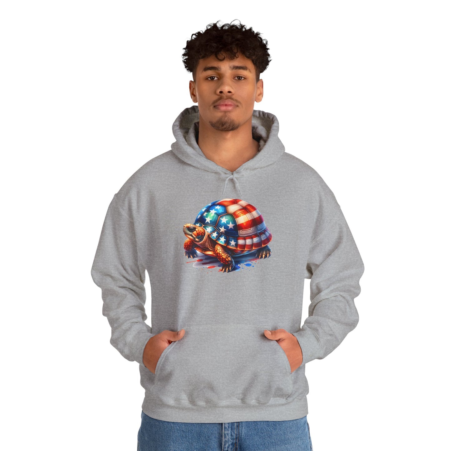 Flag Turtle Cozy Unisex Hooded Sweatshirt with Bold Print - Great for Reptile Lovers