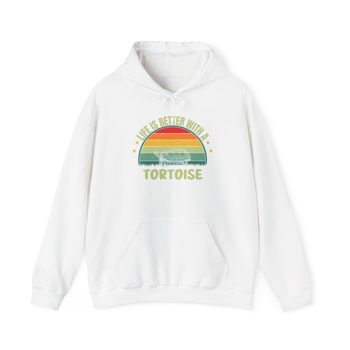 "Life is Better with a Tortoise" Unisex Hooded Sweatshirt with Bold Print - Great for Reptile Lovers