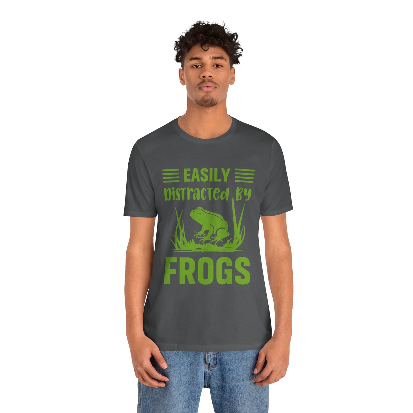 "Easily Distracted by Frogs" Print Unisex Jersey Tee - Casual Everyday Wear - Great for Reptile Lovers