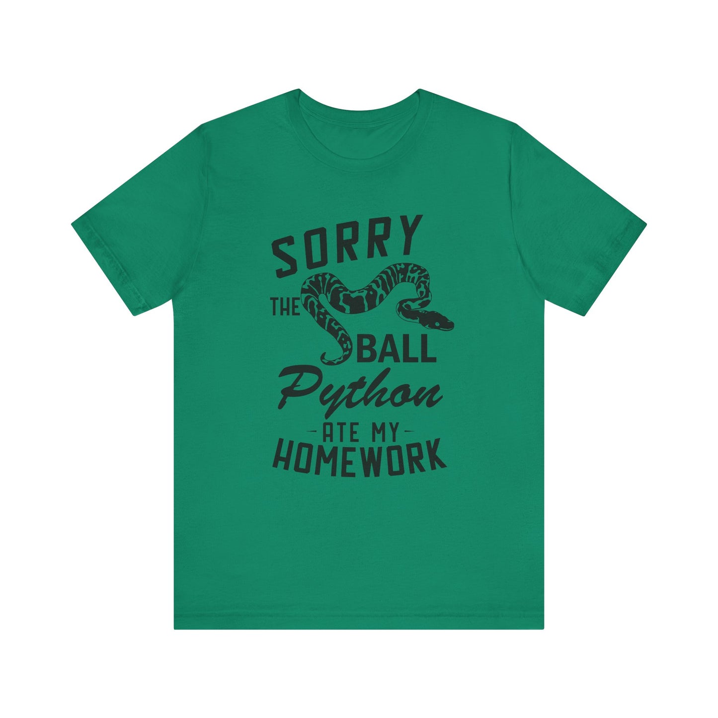 "The Ball Python Ate My Homework" Unisex Jersey Tee - Casual Everyday Wear - Great for Reptile Lovers