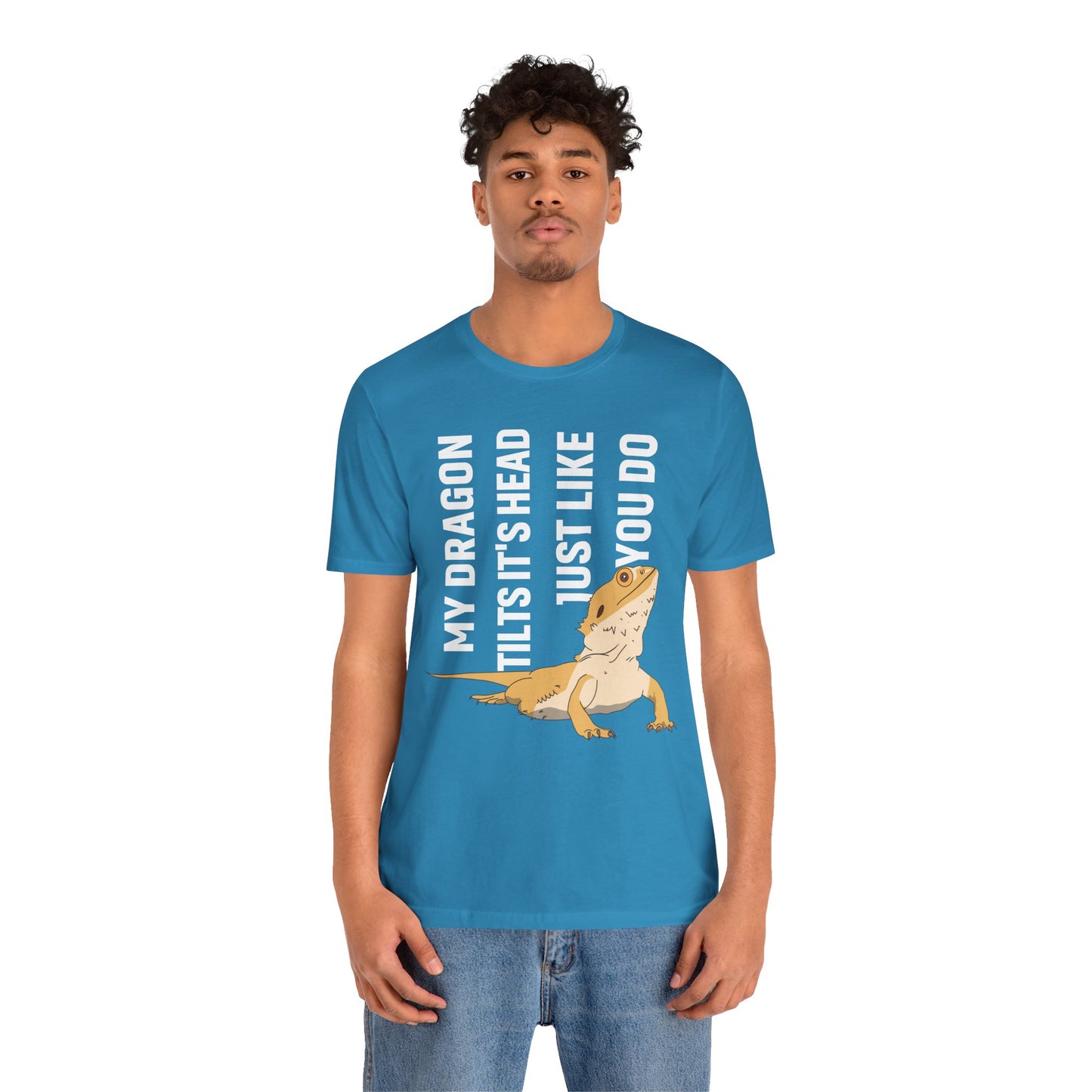 "My Dragon Tilts Its Head" Unisex Jersey Tee - Casual Everyday Wear - Great for Reptile Lovers
