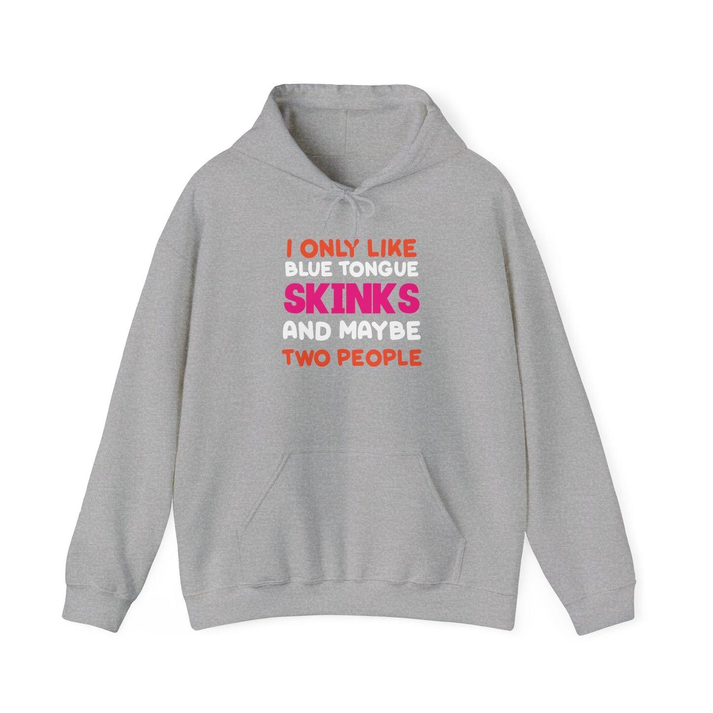 "Blue Tongue Skinks and Maybe 2 People" Unisex Hooded Sweatshirt with Bold Print - Great for Reptile Lovers