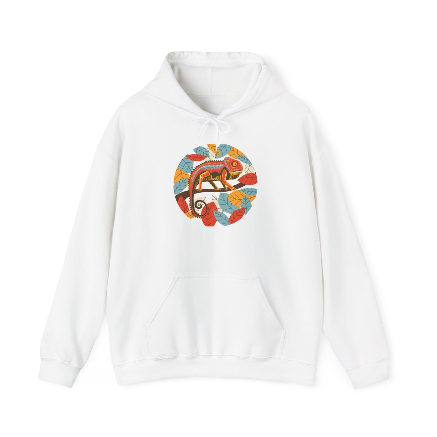 Colorful Chameleon Unisex Hooded Sweatshirt with Bold Print - Great for Reptile Lovers