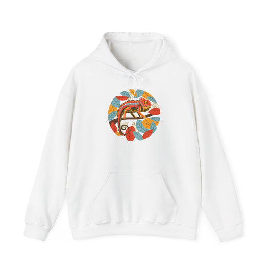 Colorful Chameleon Unisex Hooded Sweatshirt with Bold Print - Great for Reptile Lovers
