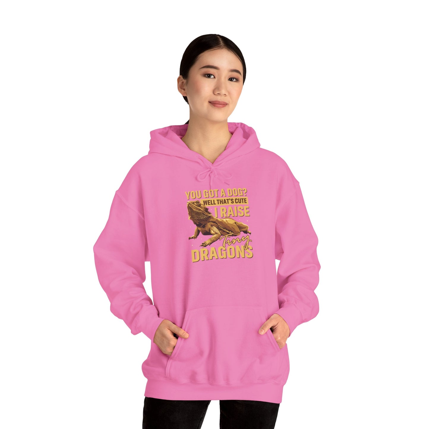 "I Raise Tiny Dragons" Unisex Hooded Sweatshirt with Bold Print - Great for Reptile Lovers
