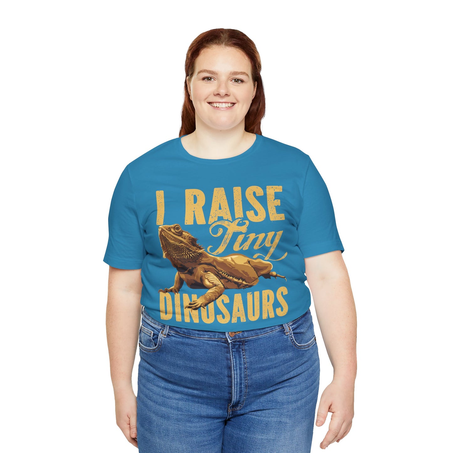 "I Raise Tiny Dinosaurs" Bearded Dragon Print Unisex Jersey Tee - Casual Everyday Wear - Great for Reptile Lovers