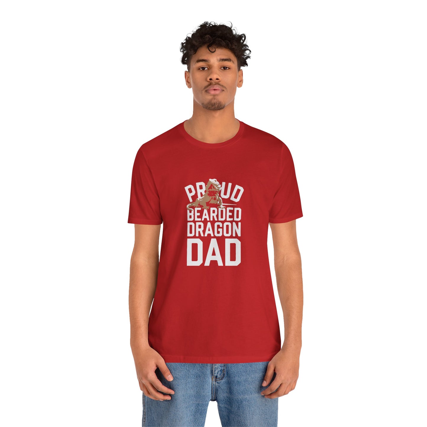 "Proud Bearded Dragon Dad" Print Unisex Jersey Tee - Casual Everyday Wear - Great for Reptile Lovers