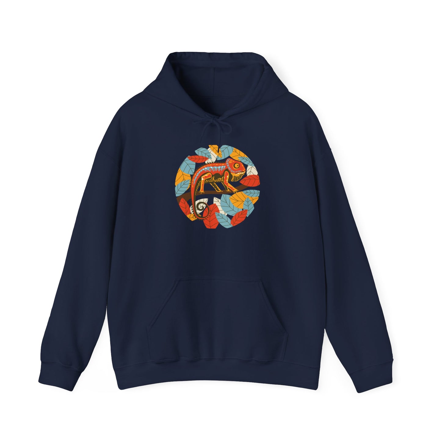 Colorful Chameleon Unisex Hooded Sweatshirt with Bold Print - Great for Reptile Lovers