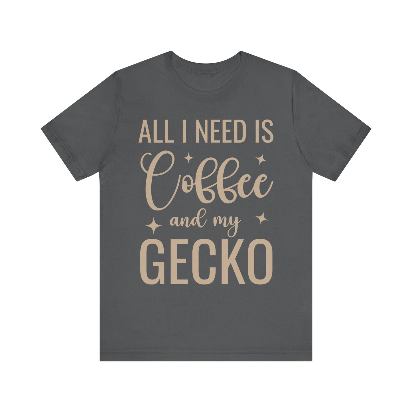 "Coffee and My Gecko" Unisex Jersey Tee - Casual Everyday Wear - Great for Reptile Lovers