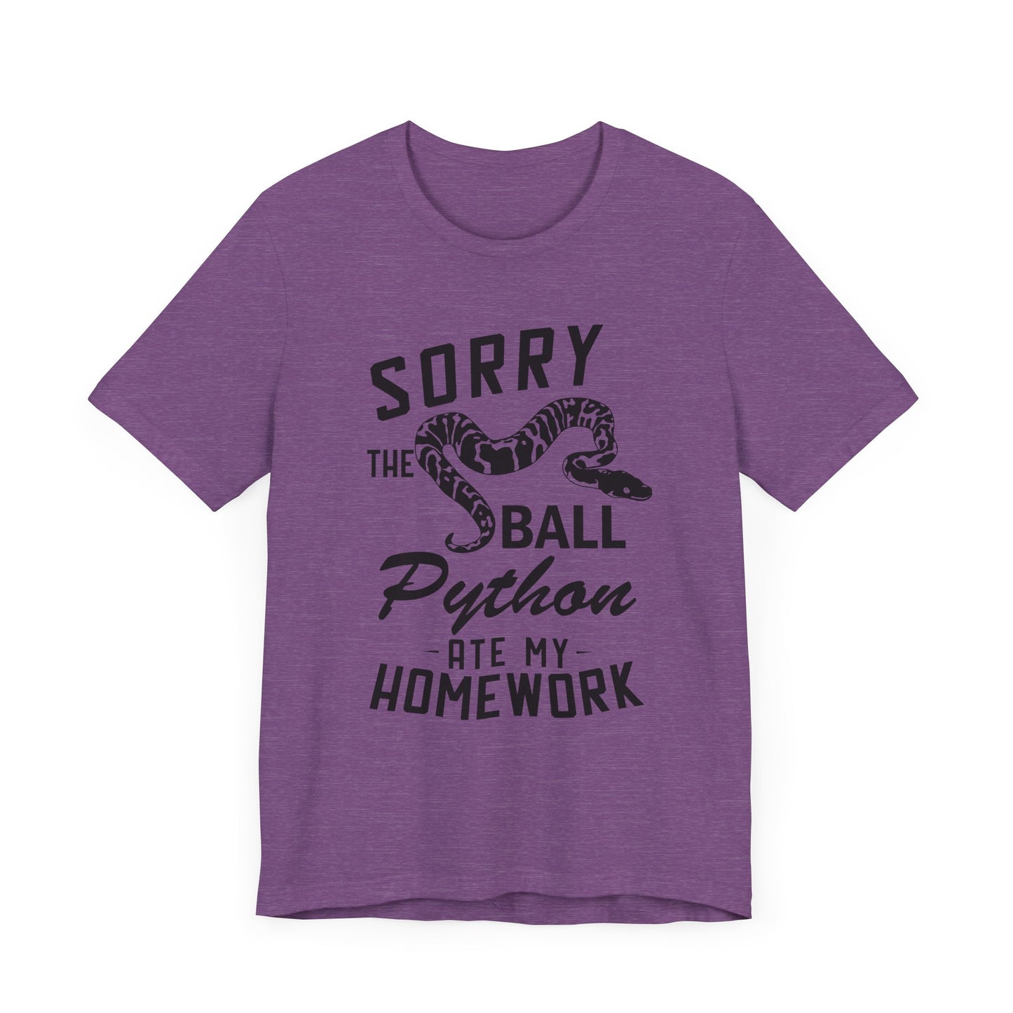"The Ball Python Ate My Homework" Unisex Jersey Tee - Casual Everyday Wear - Great for Reptile Lovers