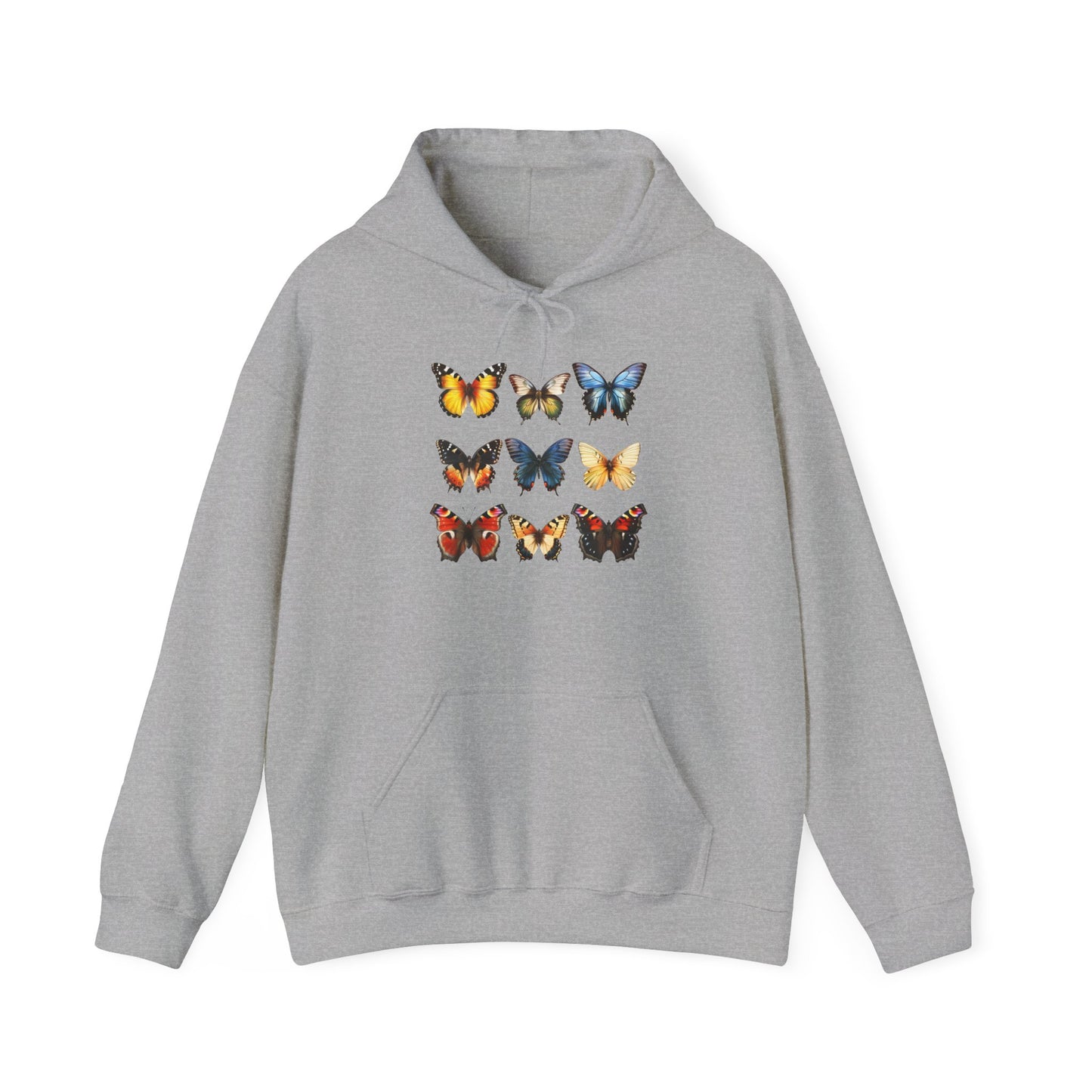 Butterflies Cozy Unisex Hooded Sweatshirt with Bold Print - Great for Insect Lovers