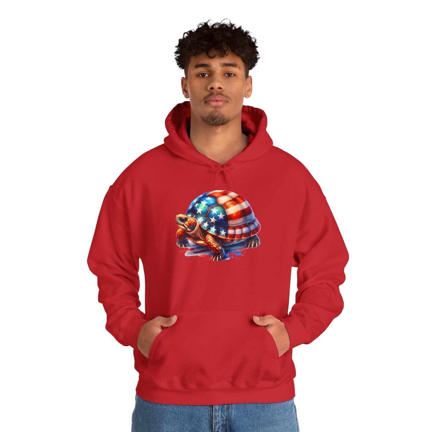 Flag Turtle Cozy Unisex Hooded Sweatshirt with Bold Print - Great for Reptile Lovers