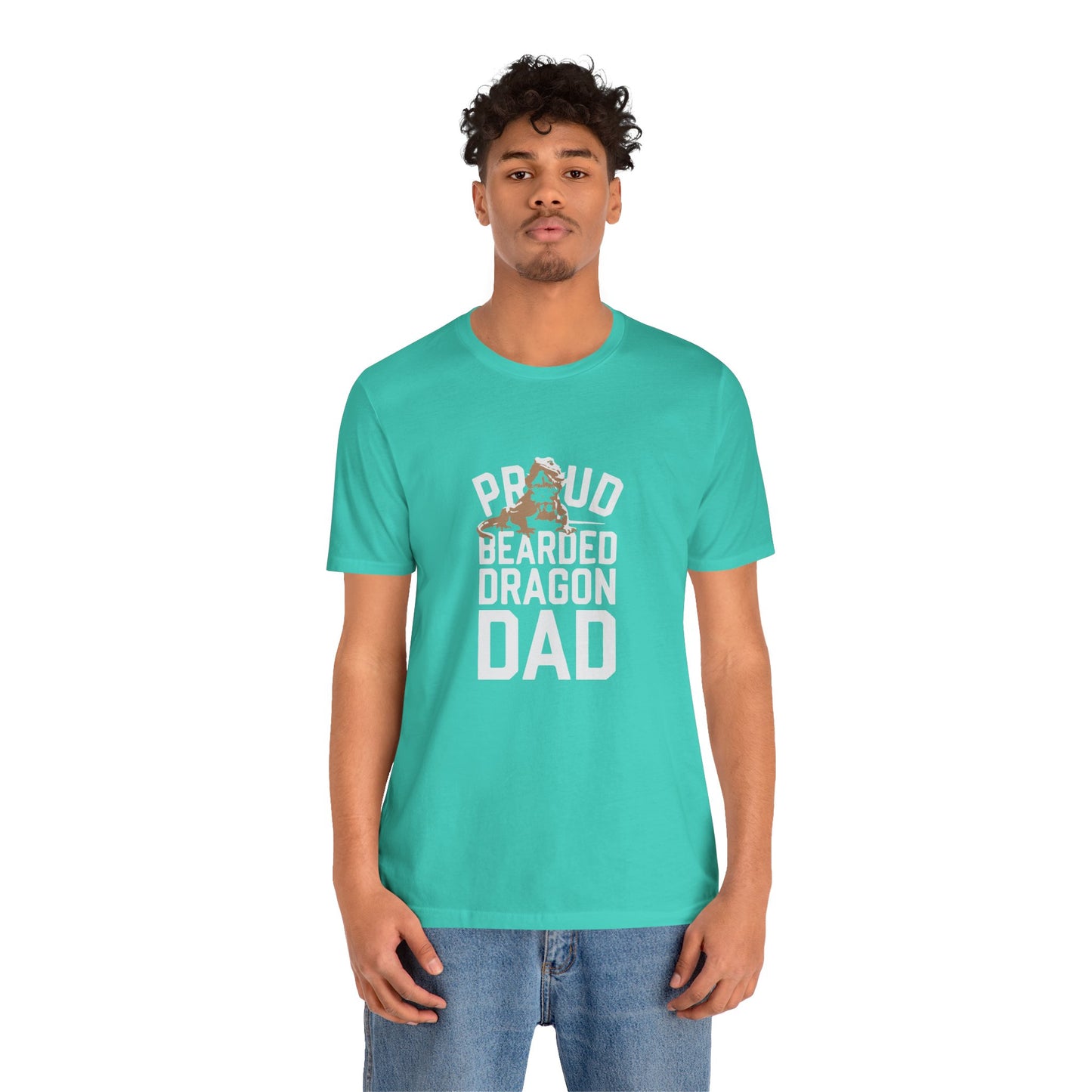 "Proud Bearded Dragon Dad" Print Unisex Jersey Tee - Casual Everyday Wear - Great for Reptile Lovers