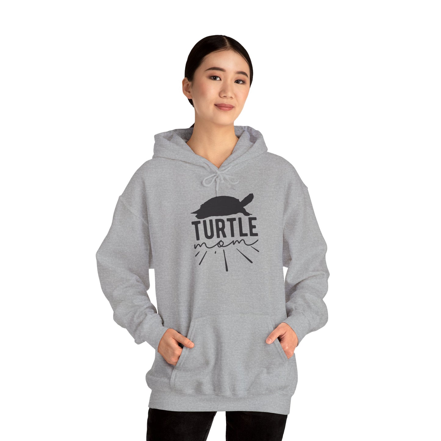 "Turtle Mom" Cozy Unisex Hooded Sweatshirt with Bold Print - Great for Reptile Lovers