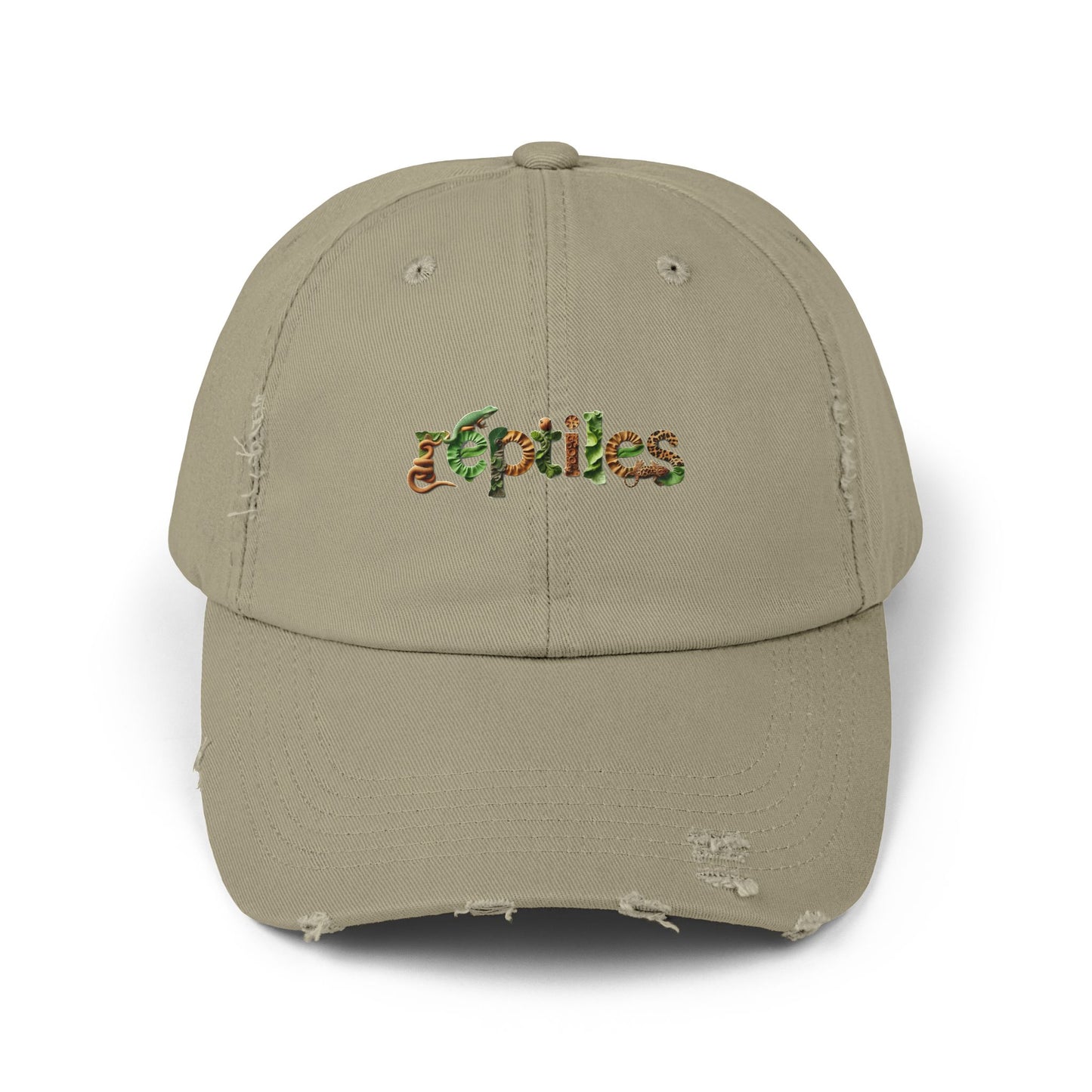 Reptiles Lettering Unisex Distressed Cap - Casual Streetwear Hat for Everyday Use - Great for Reptile Lovers