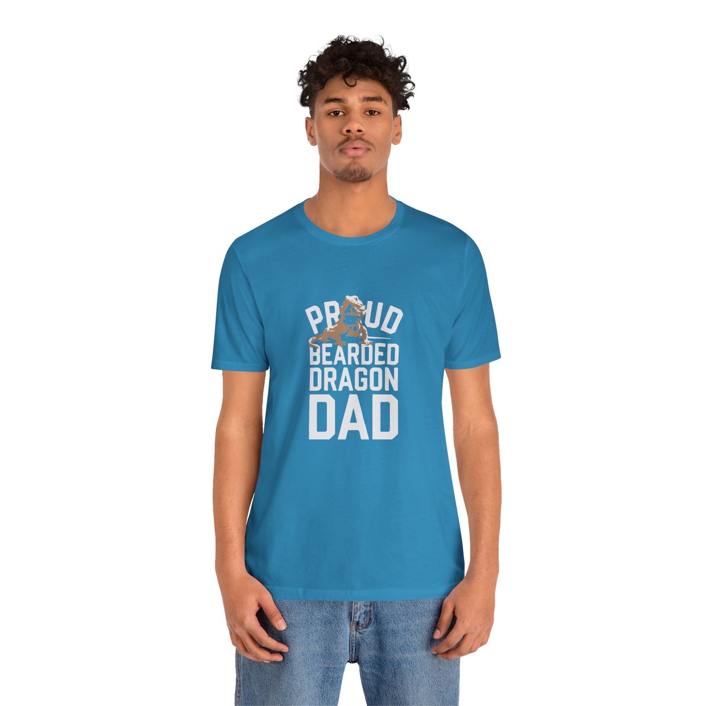 "Proud Bearded Dragon Dad" Print Unisex Jersey Tee - Casual Everyday Wear - Great for Reptile Lovers