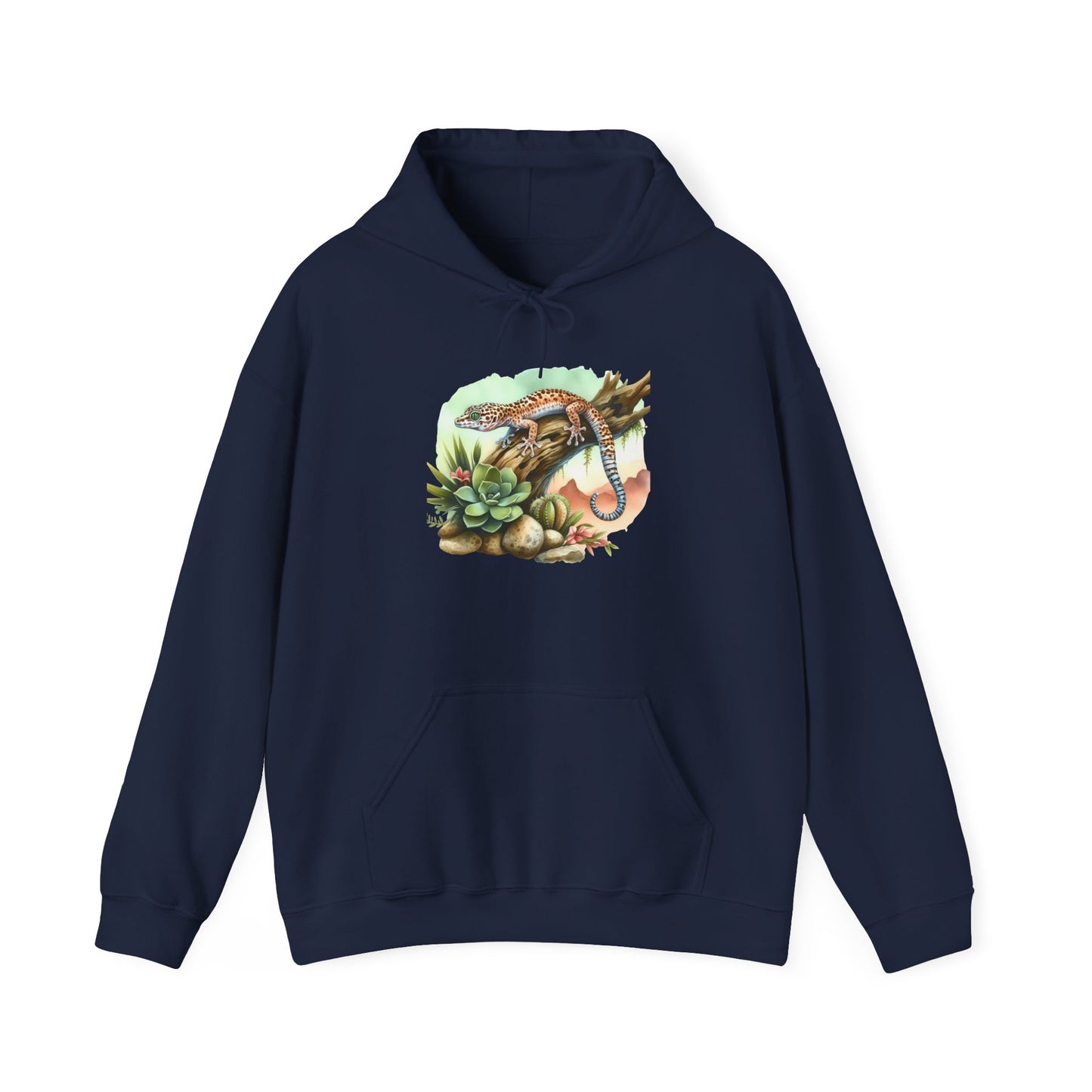 Gecko in a Tree Unisex Hooded Sweatshirt with Bold Print - Great for Reptile Lovers