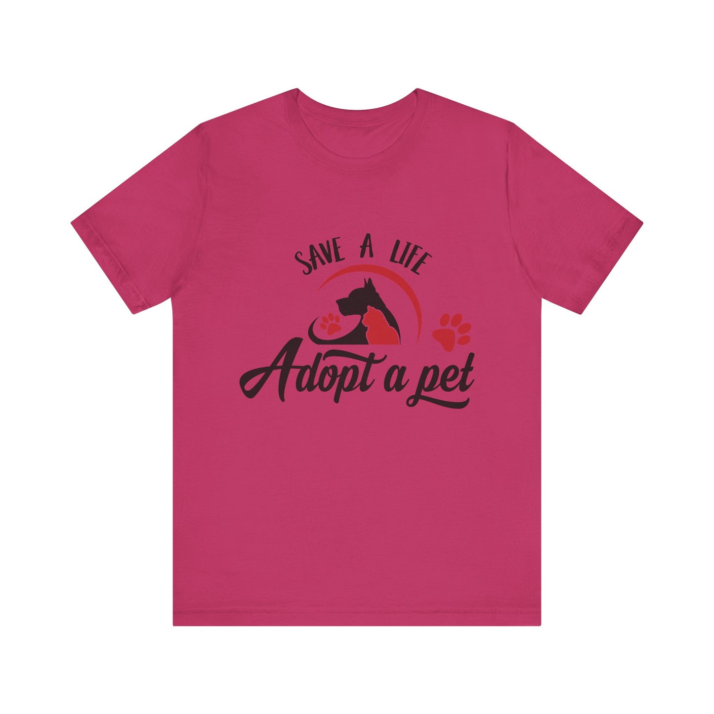 "Adopt a Pet" Print Unisex Jersey Tee - Casual Everyday Wear - Great for Pet Lovers