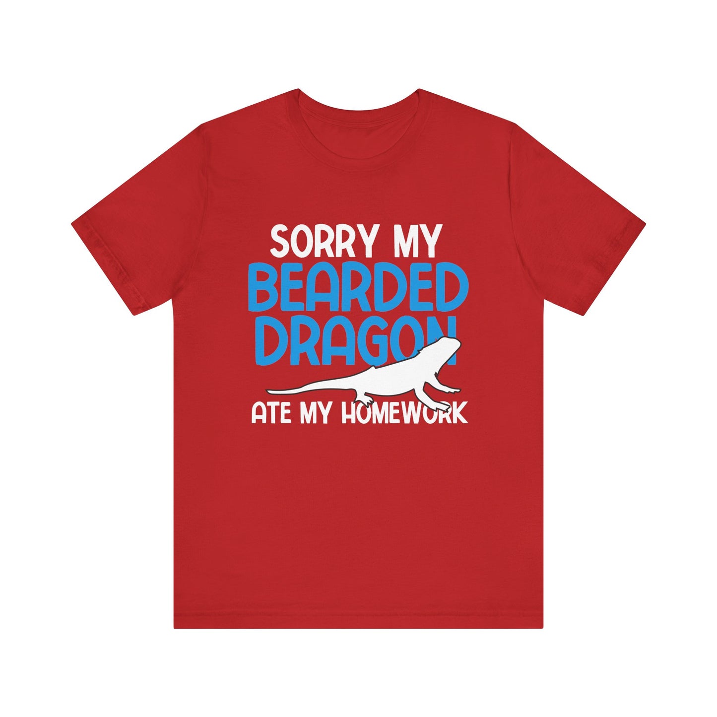 "Bearded Dragon Ate My Homework" Unisex Jersey Tee - Casual Everyday Wear - Great for Reptile Lovers