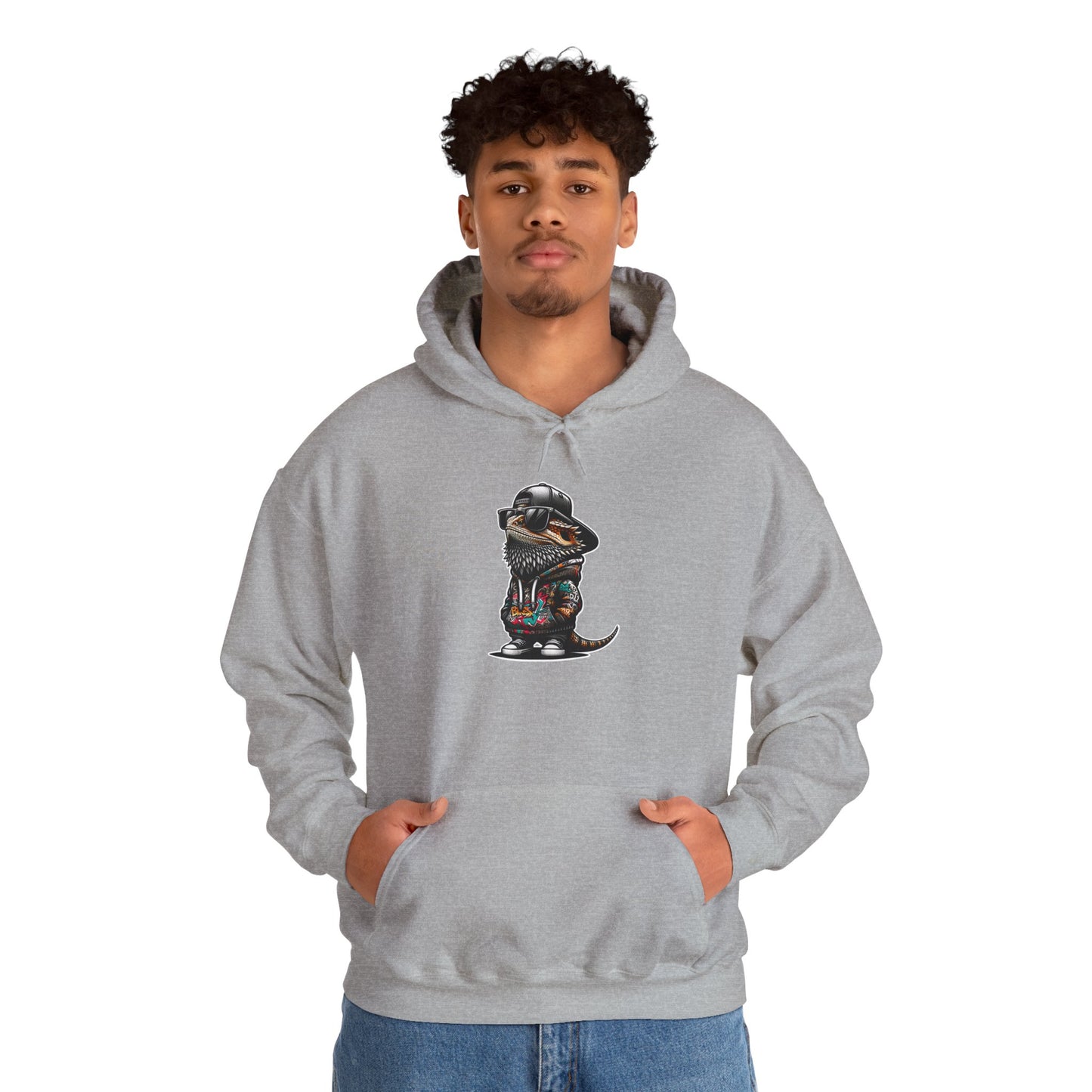 Hip Hop Beardie Unisex Hooded Sweatshirt with Bold Print - Great for Reptile Lovers
