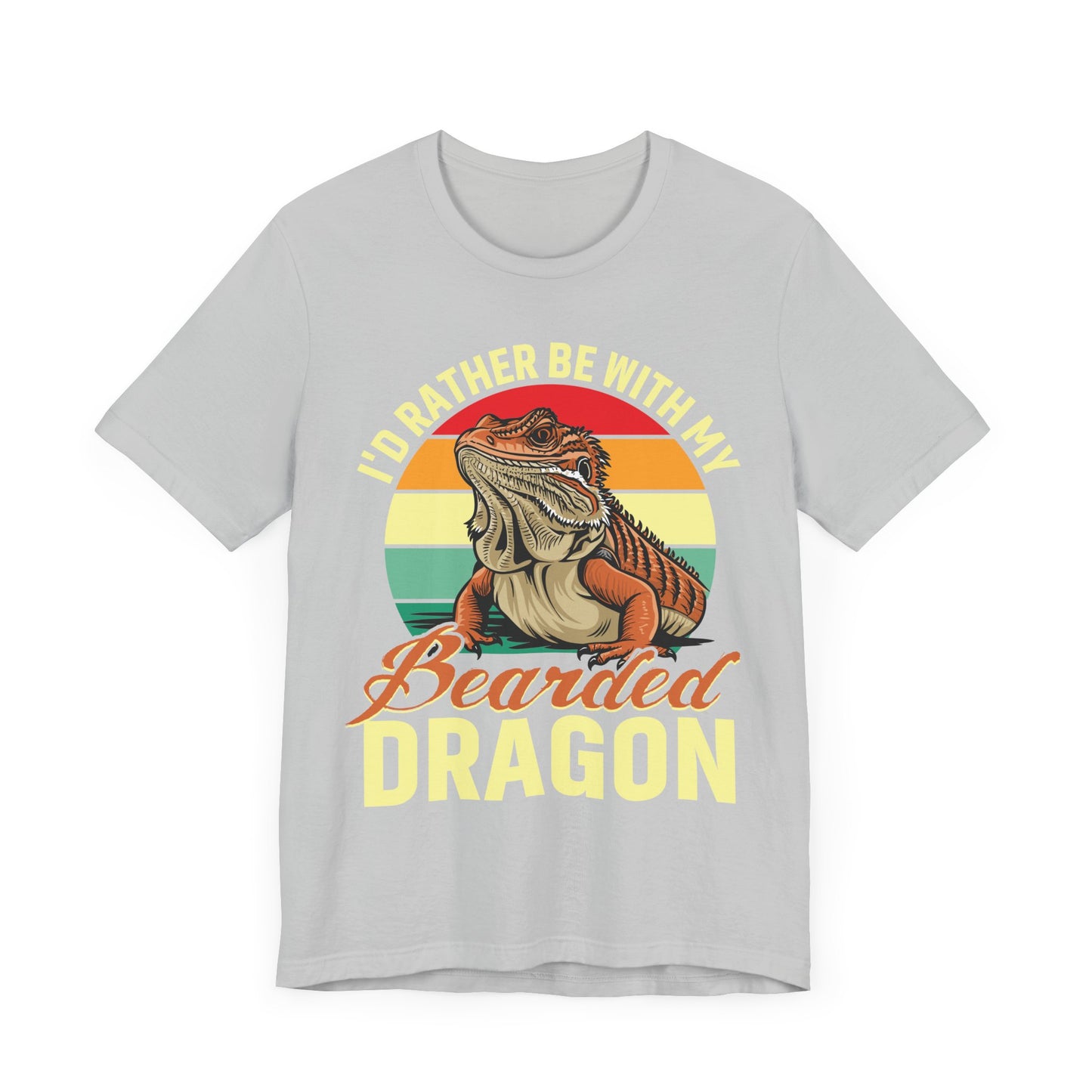 "I'd Rather Be With My Bearded Dragon" Print Unisex Jersey Tee - Casual Everyday Wear - Great for Reptile Lovers