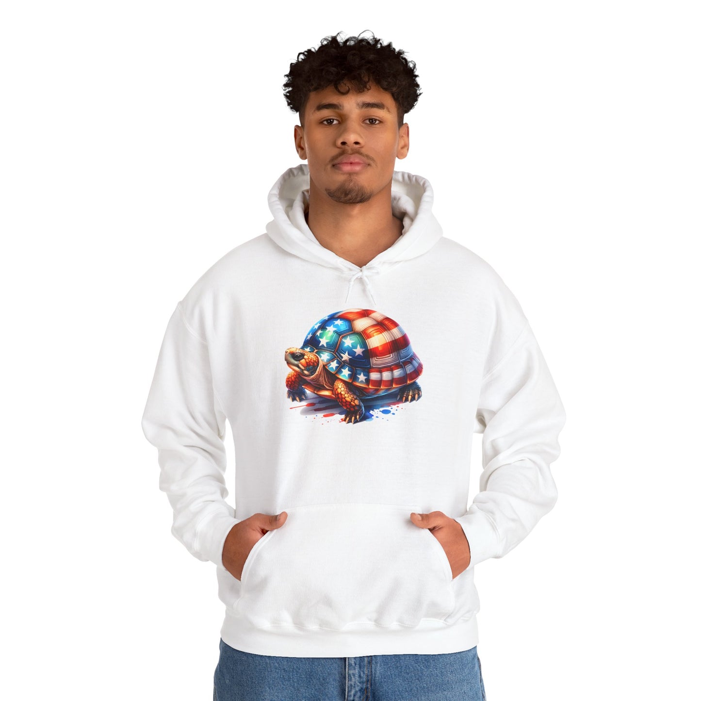 Flag Turtle Cozy Unisex Hooded Sweatshirt with Bold Print - Great for Reptile Lovers