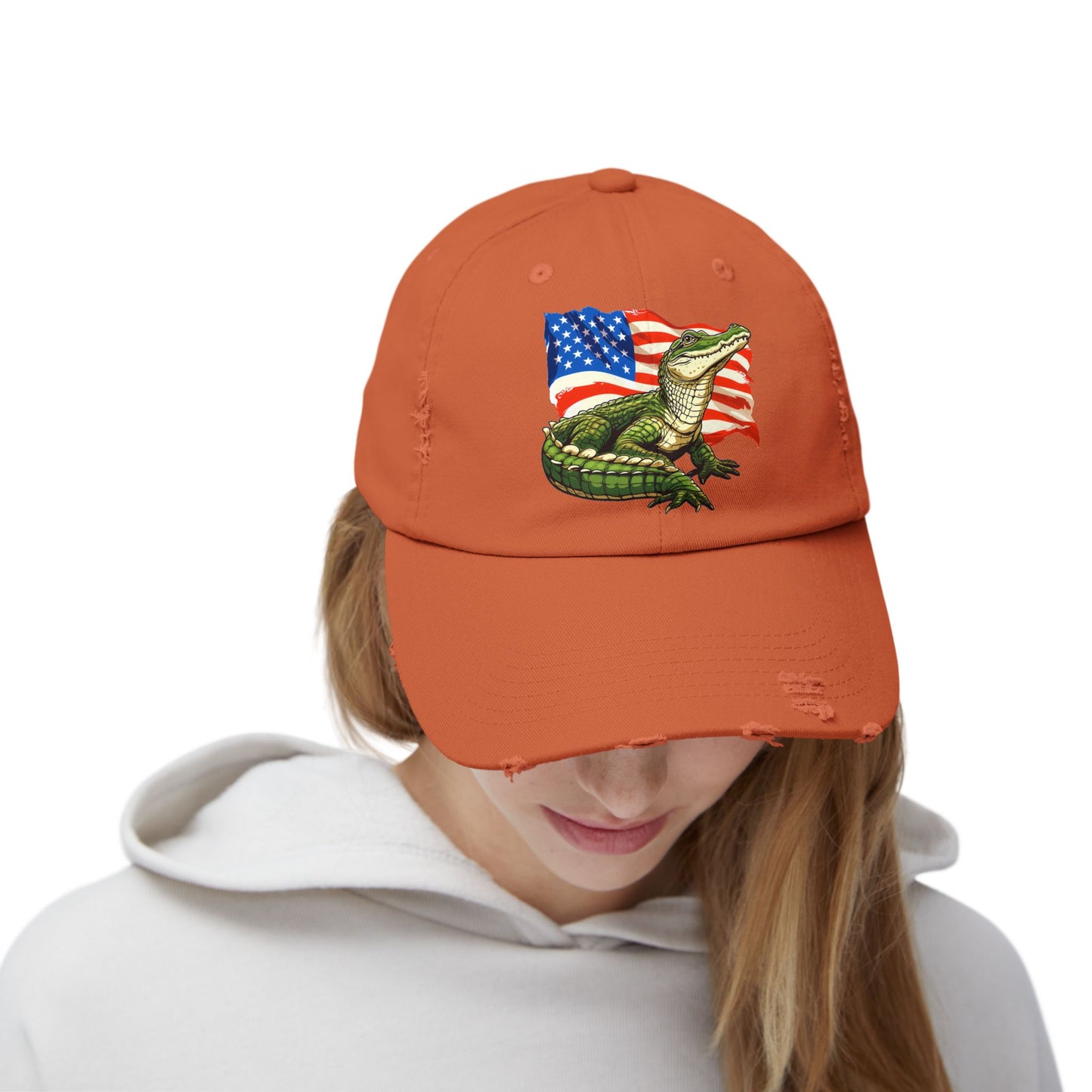 Gator Flag Unisex Distressed Cap - Casual Streetwear Hat for Everyday Use - Great for Reptile Lovers