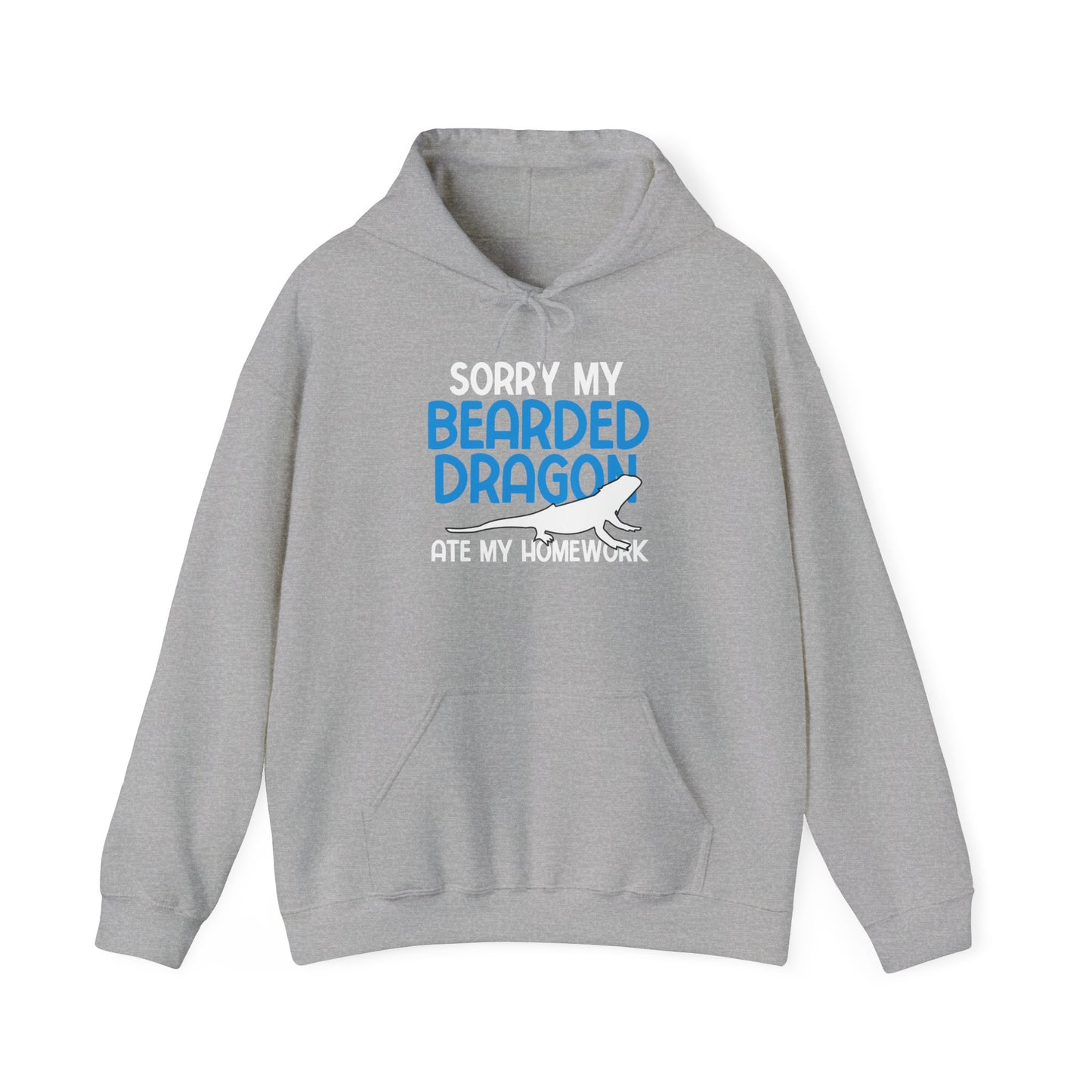 "Bearded Dragon Ate My Homework" Unisex Hooded Sweatshirt with Bold Print - Great for Reptile Lovers