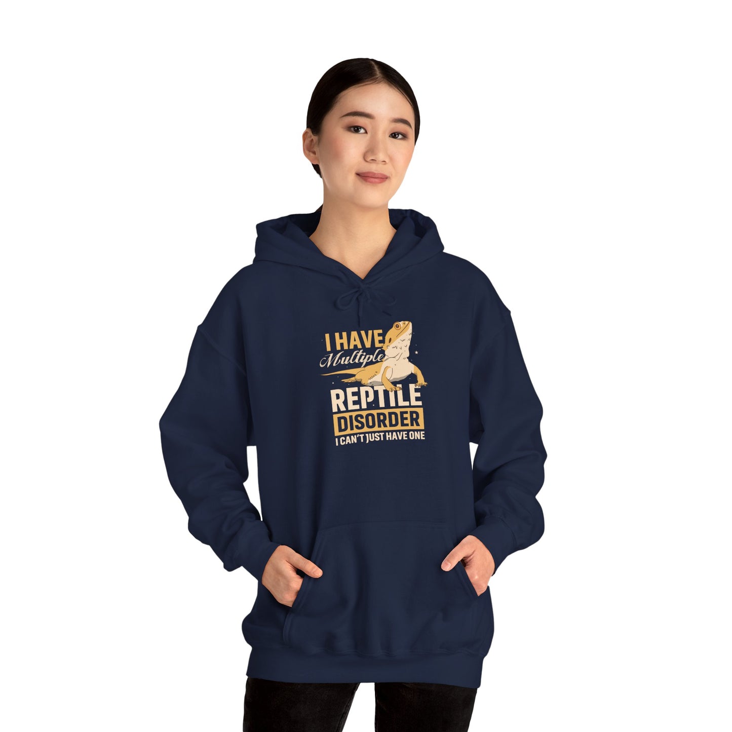 "Multiple Reptile Disorder" Unisex Hooded Sweatshirt with Bold Print - Great for Reptile Lovers