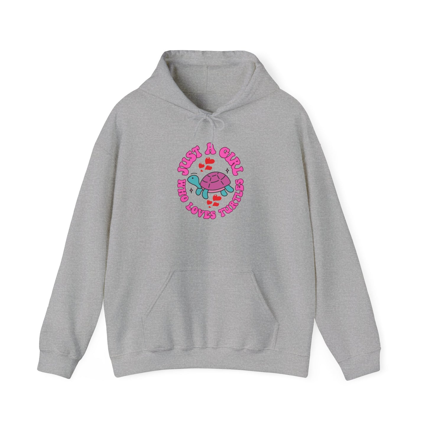 "Just a Girl Who Loves Turtles" Unisex Hooded Sweatshirt with Bold Print - Great for Reptile Lovers