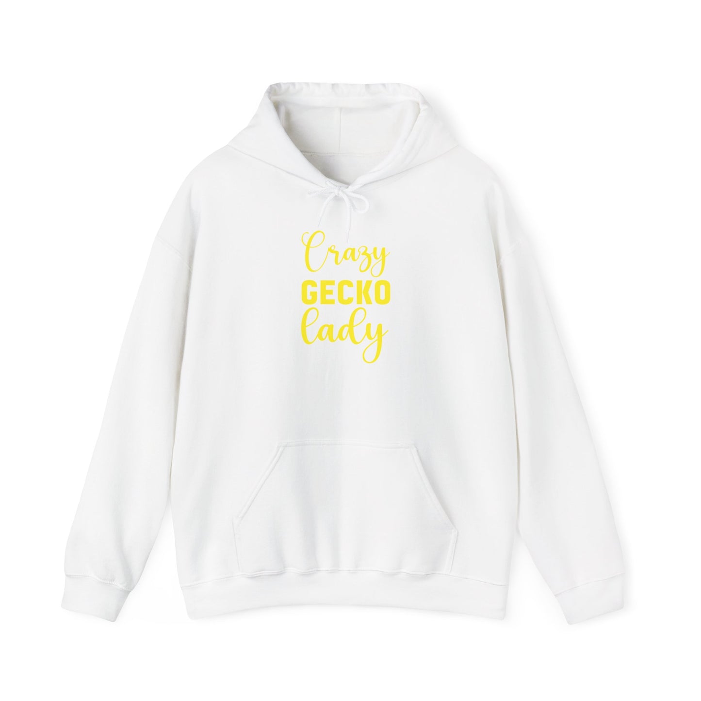 "Crazy Gecko Lady" Unisex Hooded Sweatshirt with Bold Print - Great for Reptile Lovers