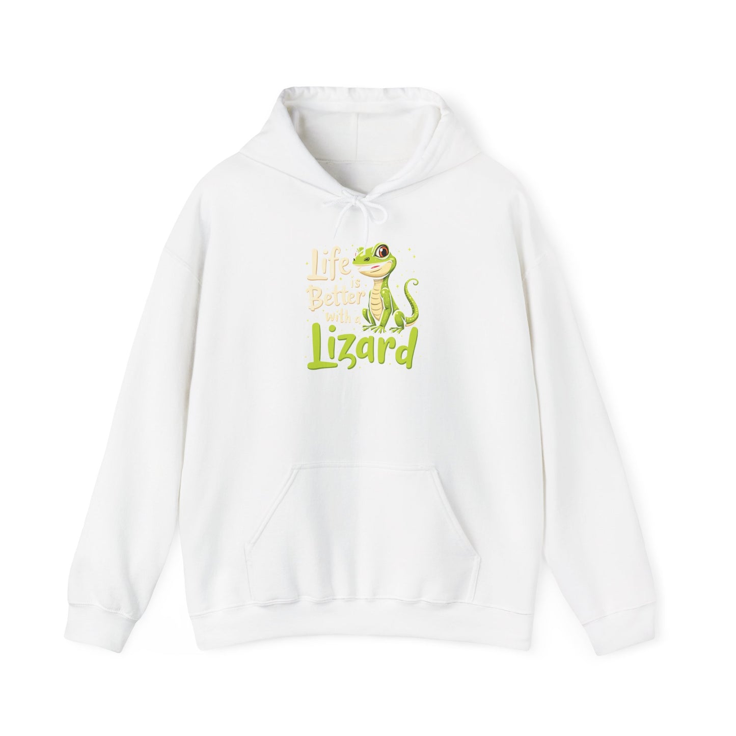 "Life is Better with a Lizard" Cozy Unisex Hooded Sweatshirt with Bold Print - Great for Reptile Lovers