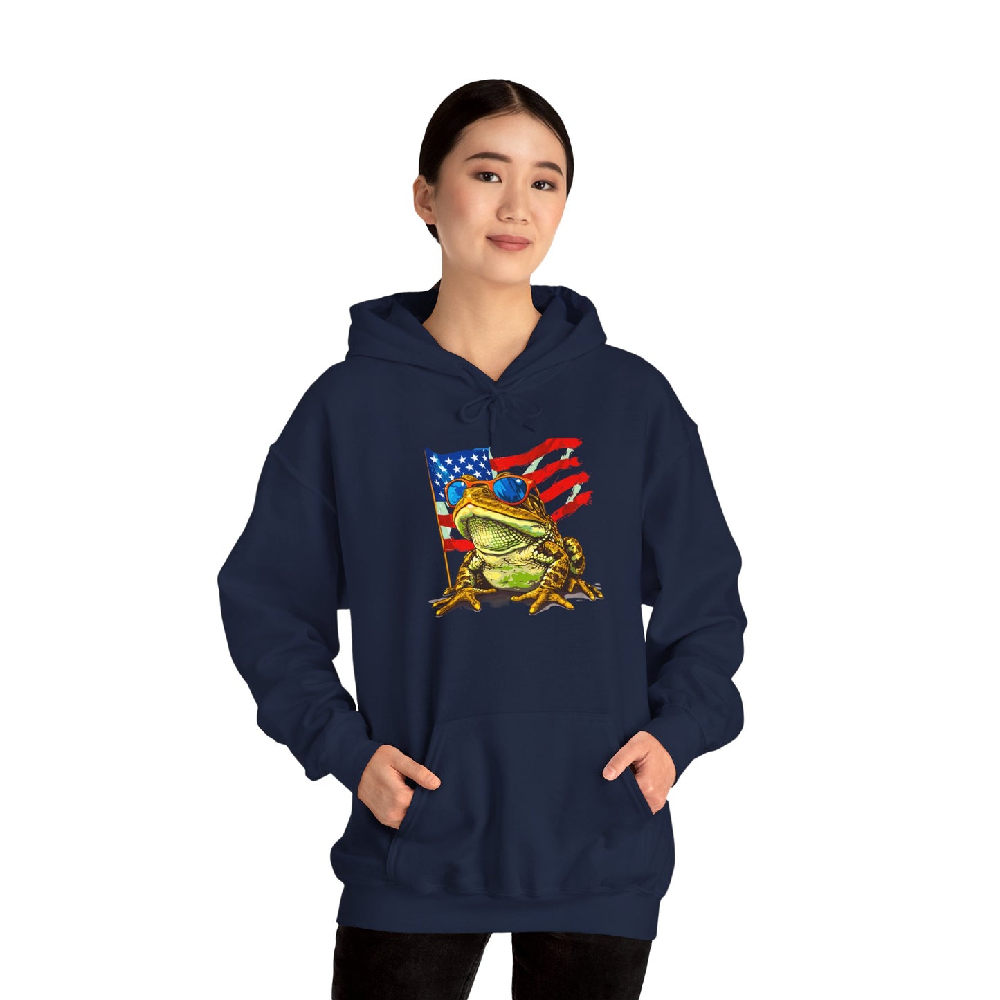 Flag Frog Cozy Unisex Hooded Sweatshirt with Bold Print - Great for Reptile Lovers