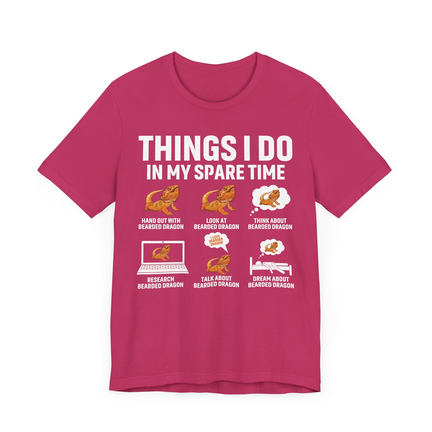 "Things I Do in My Spare Time..Beardie" Unisex Jersey Tee - Casual Everyday Wear - Great for Reptile Lovers