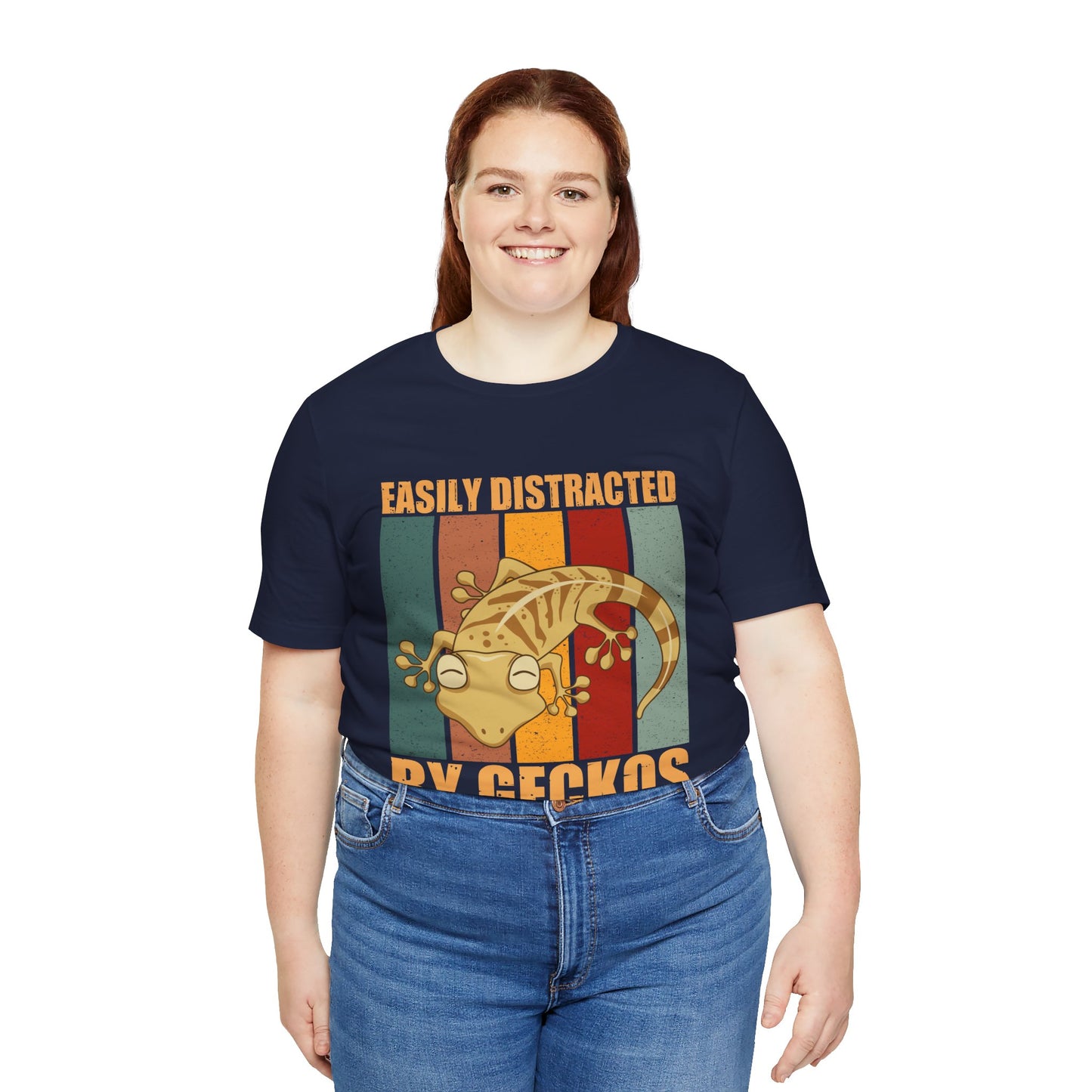 "Easily Distracted By Geckos" Unisex Jersey Tee - Casual Everyday Wear - Great for Reptile Lovers