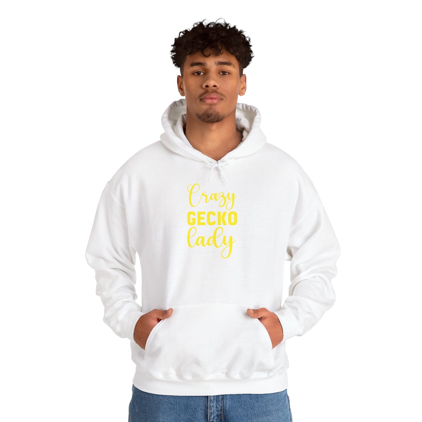 "Crazy Gecko Lady" Unisex Hooded Sweatshirt with Bold Print - Great for Reptile Lovers