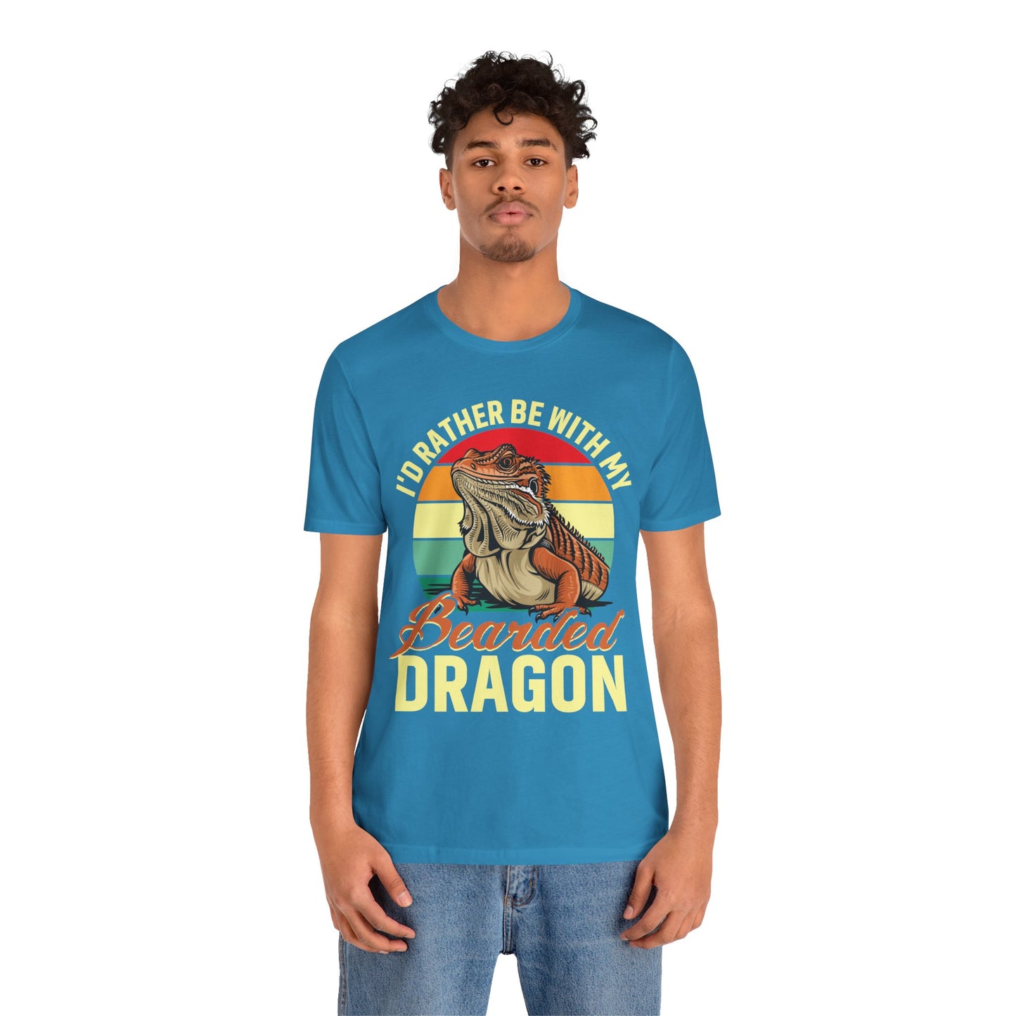 "I'd Rather Be With My Bearded Dragon" Print Unisex Jersey Tee - Casual Everyday Wear - Great for Reptile Lovers