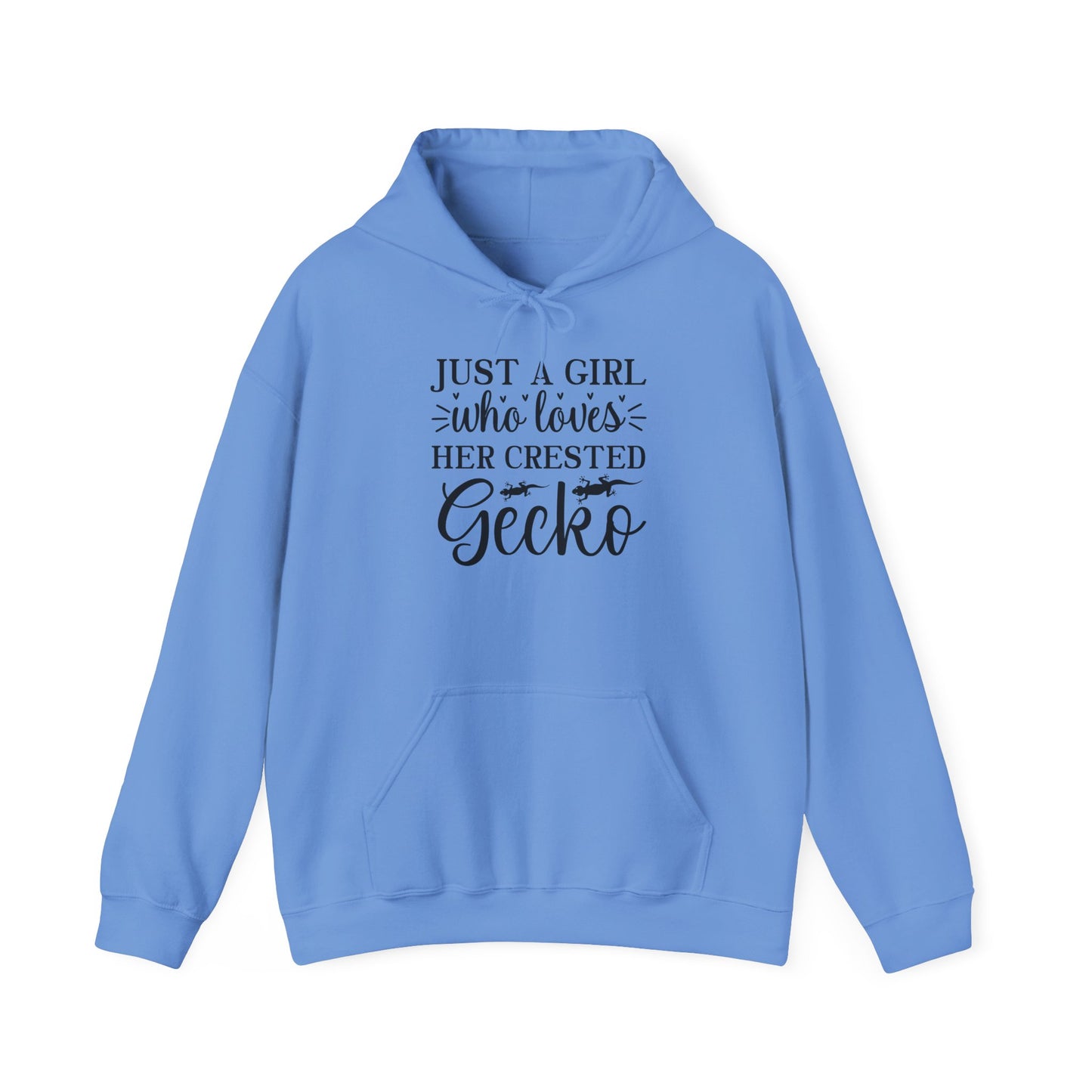 "Just a Girl Who Loves Her Crested Gecko" Unisex Hooded Sweatshirt with Bold Print - Great for Reptile Lovers