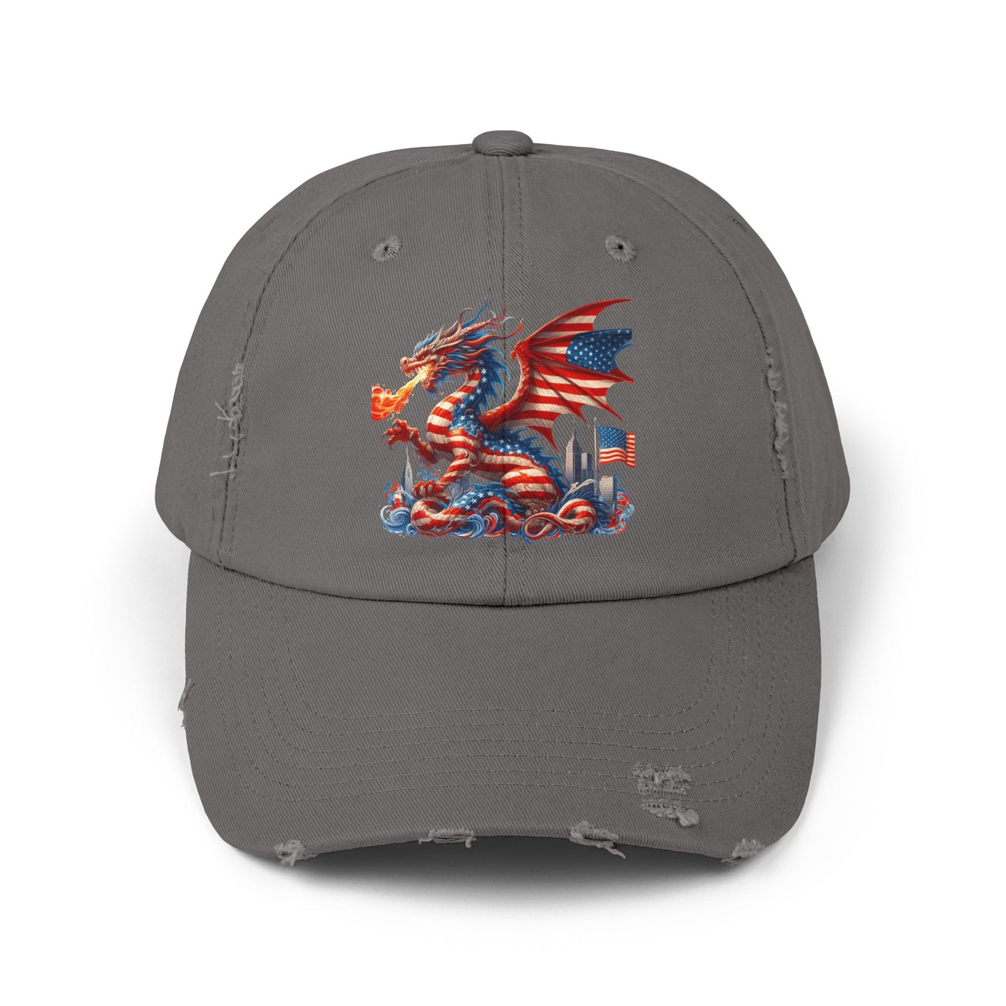 Dragon Flag Unisex Distressed Cap - Casual Streetwear Hat for Everyday Use - Great for Reptile Lovers