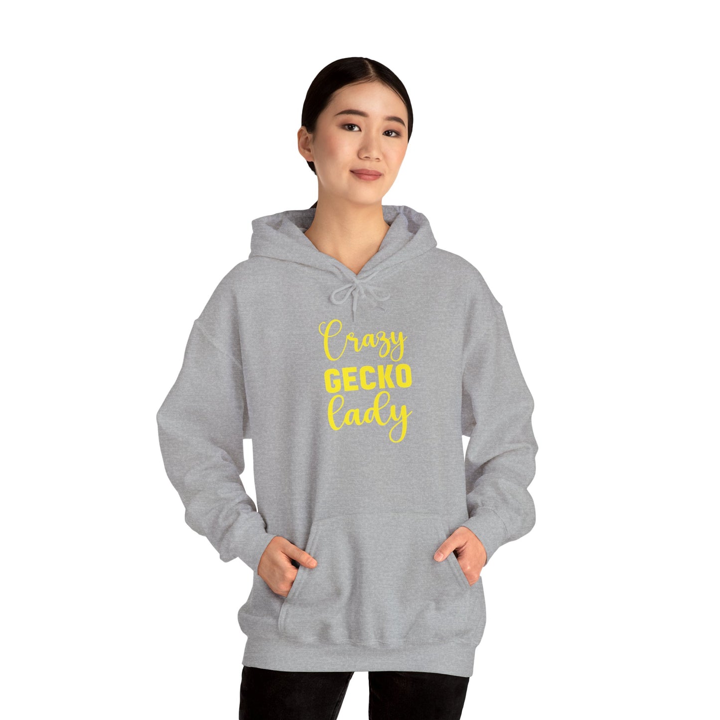 "Crazy Gecko Lady" Unisex Hooded Sweatshirt with Bold Print - Great for Reptile Lovers