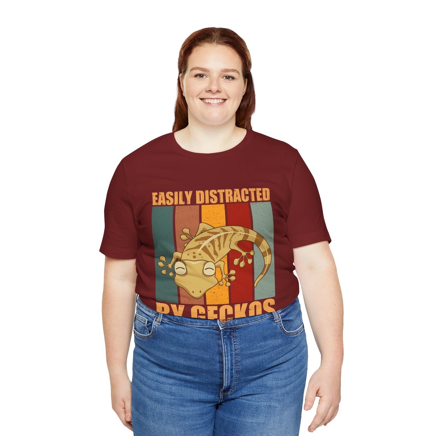 "Easily Distracted By Geckos" Unisex Jersey Tee - Casual Everyday Wear - Great for Reptile Lovers