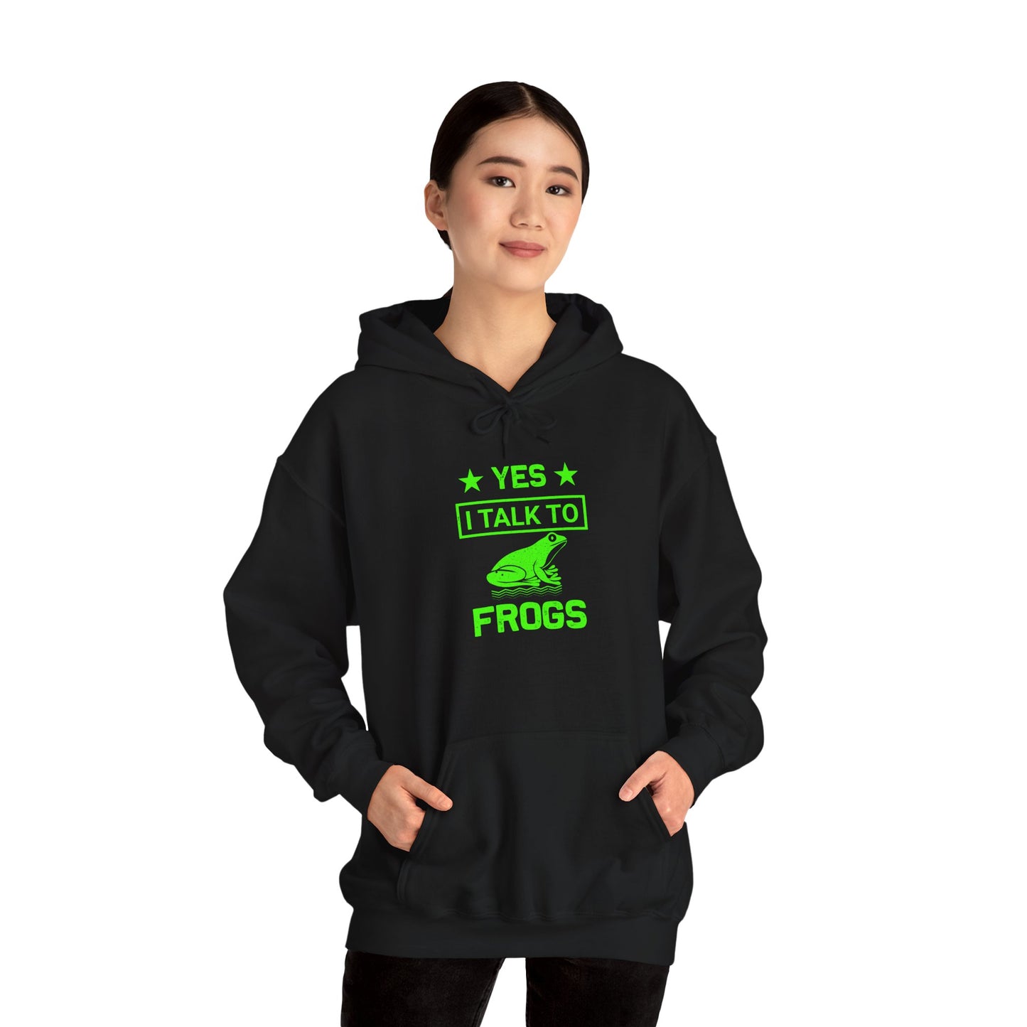 "I Talk to Frogs" Unisex Hooded Sweatshirt with Bold Print - Great for Reptile Lovers