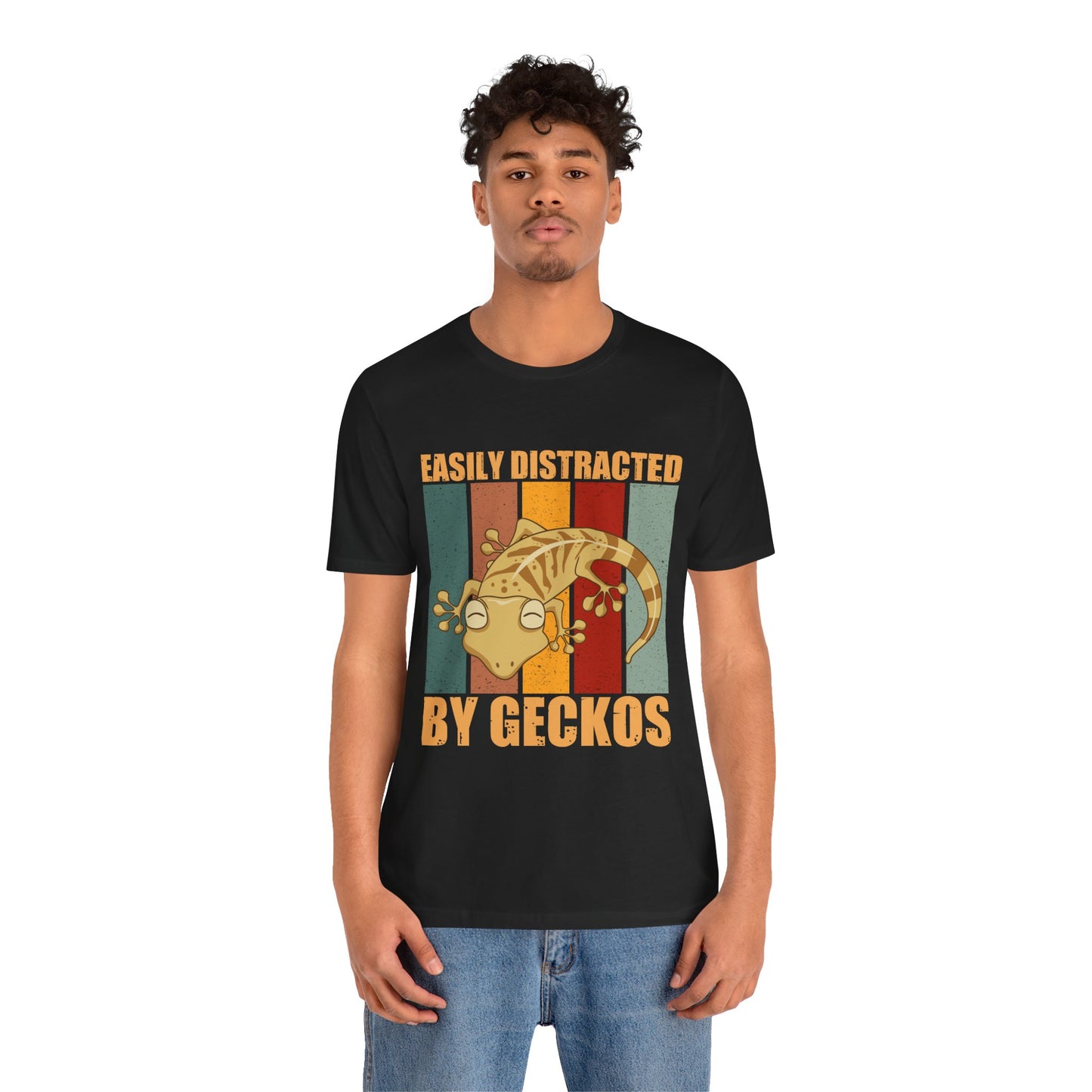 "Easily Distracted By Geckos" Unisex Jersey Tee - Casual Everyday Wear - Great for Reptile Lovers