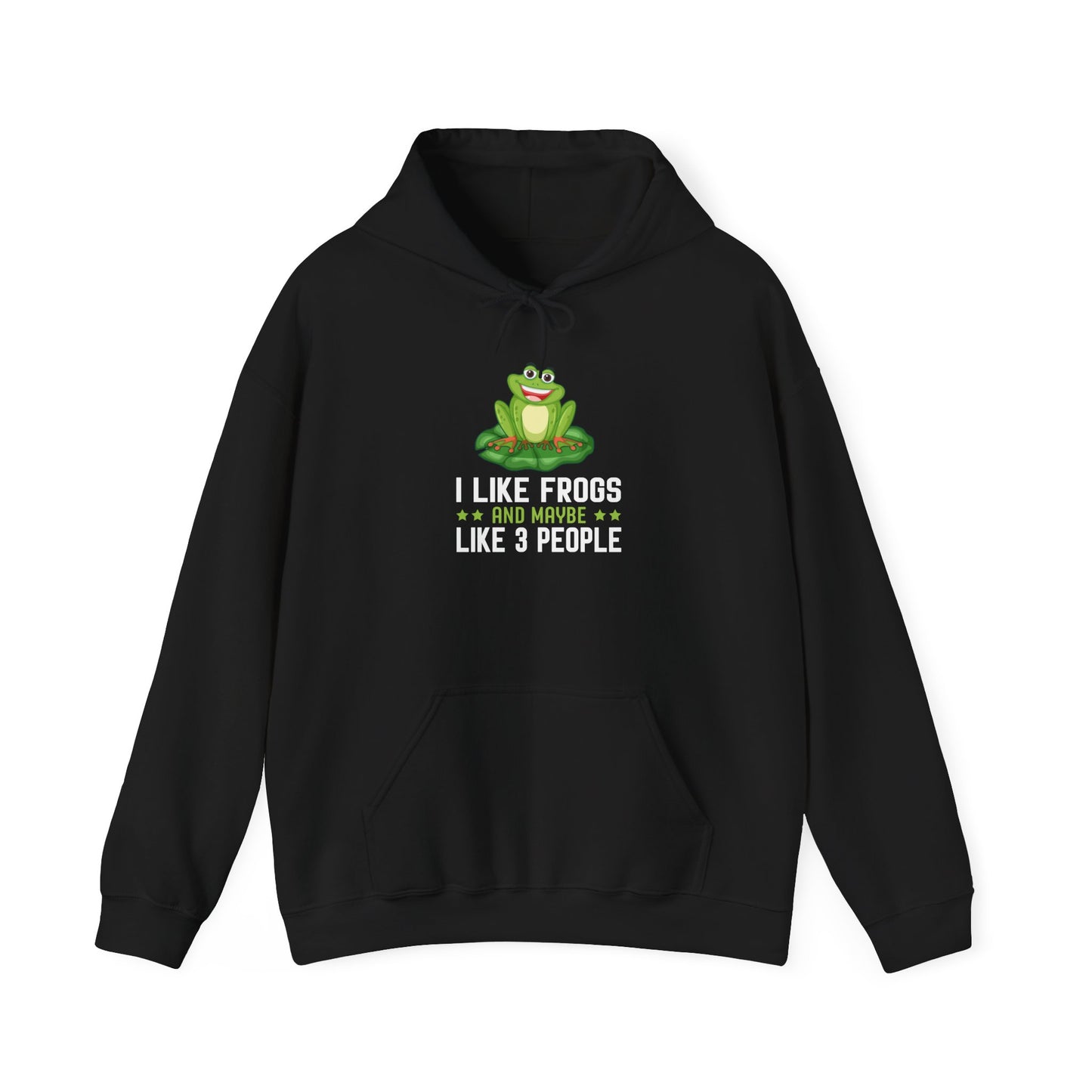 "Frogs and Maybe 3 People" Unisex Hooded Sweatshirt with Bold Print - Great for Frog Lovers