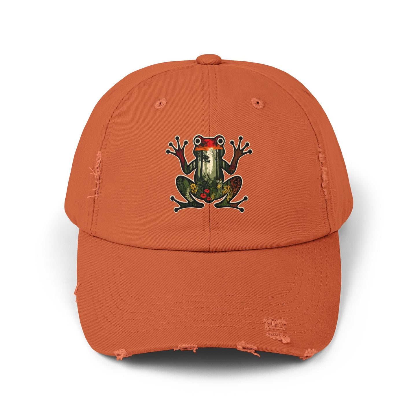 Forest Frog Unisex Distressed Cap - Casual Streetwear Hat for Everyday Use - Great for Reptile Lovers
