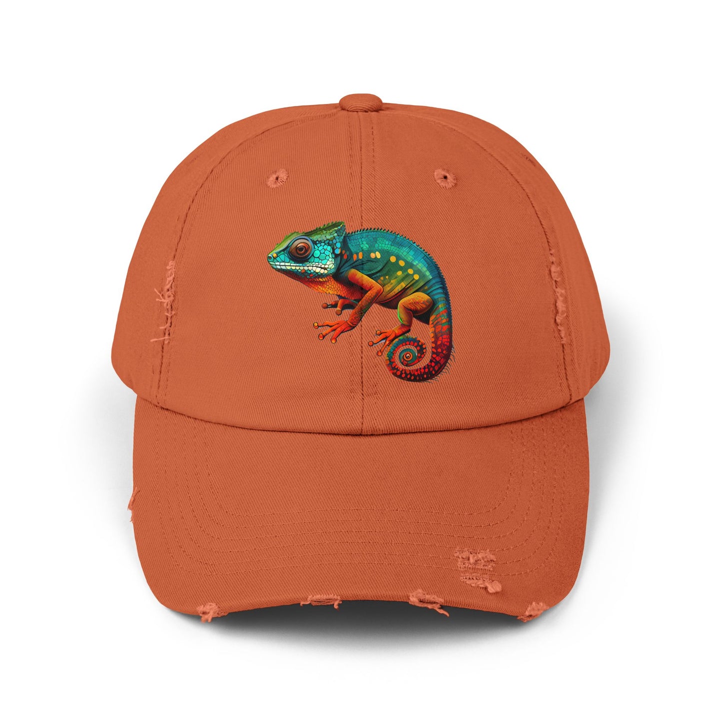 Chameleon Unisex Distressed Cap - Casual Streetwear Hat for Everyday Use - Great for Reptile Lovers
