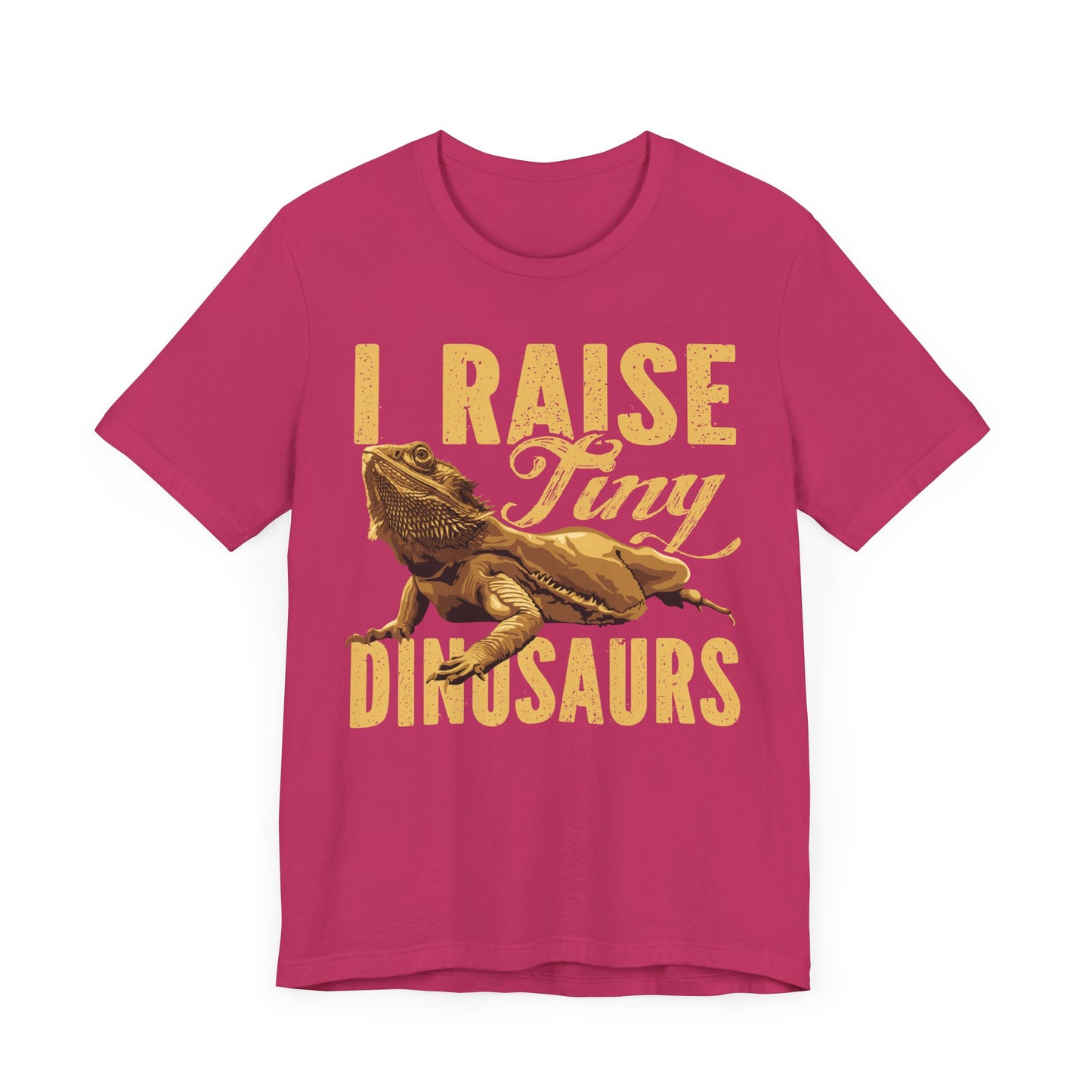 "I Raise Tiny Dinosaurs" Bearded Dragon Print Unisex Jersey Tee - Casual Everyday Wear - Great for Reptile Lovers