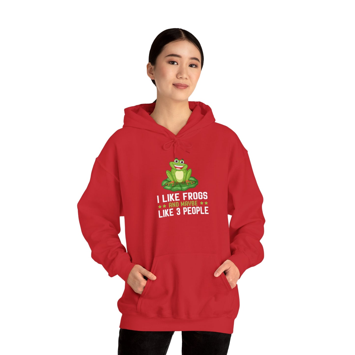 "Frogs and Maybe 3 People" Unisex Hooded Sweatshirt with Bold Print - Great for Frog Lovers