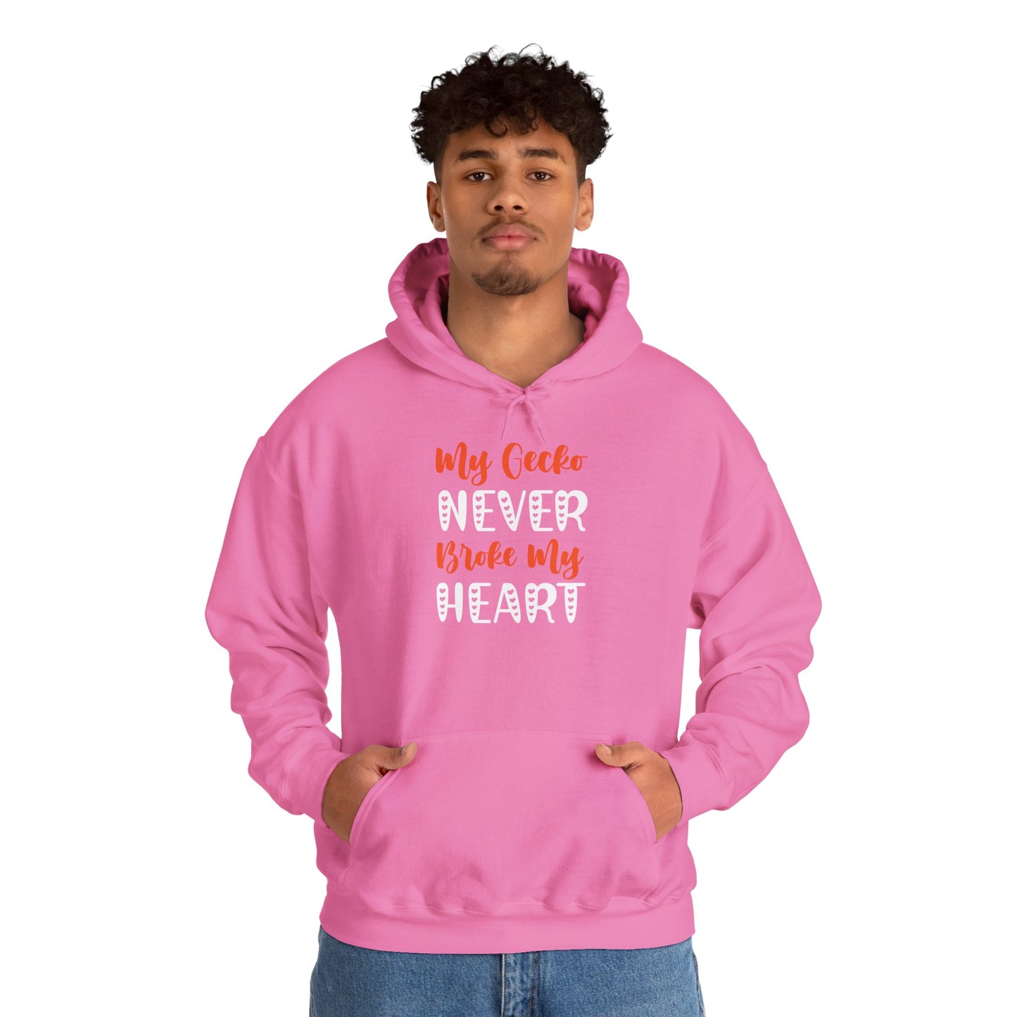 "My Gecko Never Broke My Heart" Unisex Hooded Sweatshirt with Bold Print - Great for Reptile Lovers