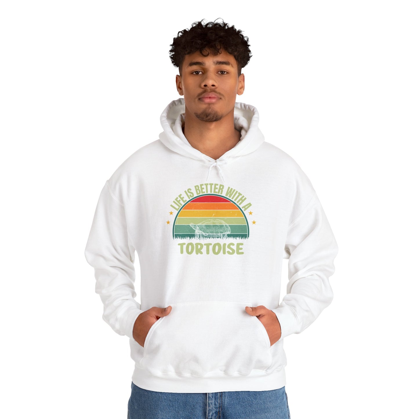 "Life is Better with a Tortoise" Unisex Hooded Sweatshirt with Bold Print - Great for Reptile Lovers
